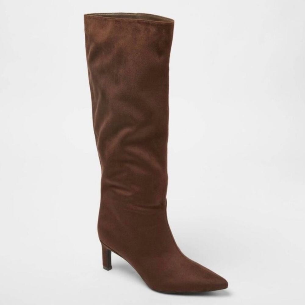 A New Day Justice Brown Faux Suede Slouch Boots Knee High Womens Size 8